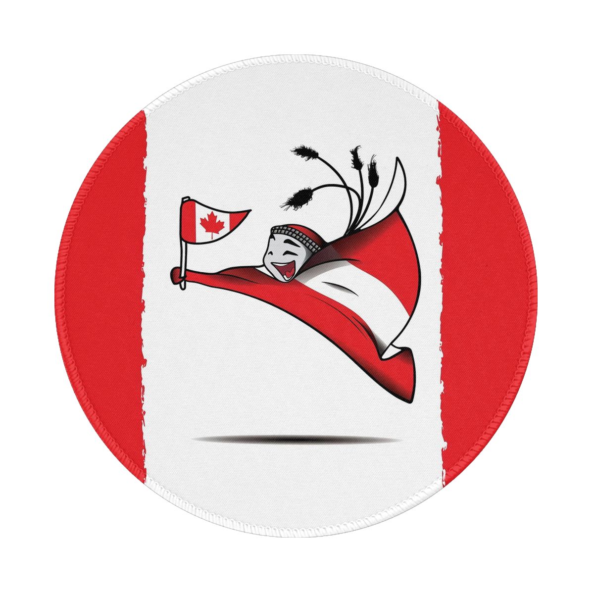 Canada World Cup 2022 Mascot Waterproof Round Mouse Pad for Wireless Mouse