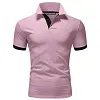 Men's T Shirt Tee Polo Shirt Golf Shirt Turndown Casual Soft Breathable Short Sleeve Lake Blue Black White Solid Cloths by Inlyline