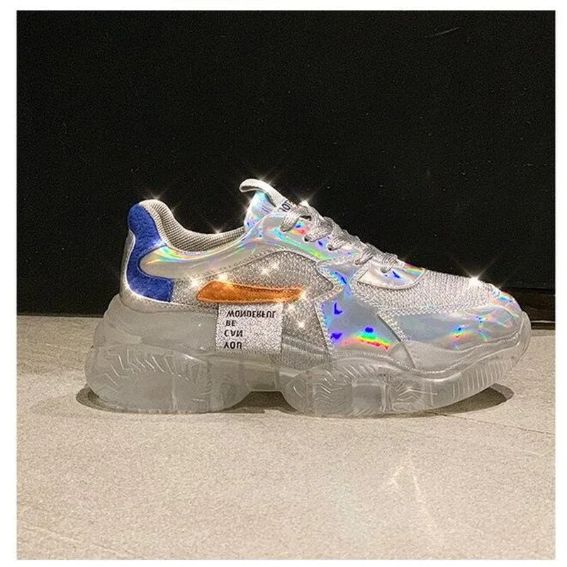 2020 Spring Trend Women Transparent Sneakers Harajuku Platform Woman Shoes Laser Jelly Casual Shoes Shining Shoes Running Shoes