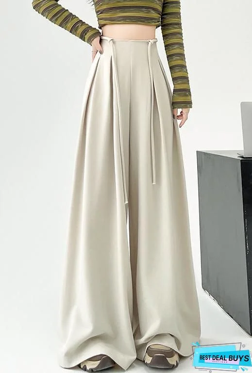 High Waist Color Block Loose Urban Fashion Long Pants