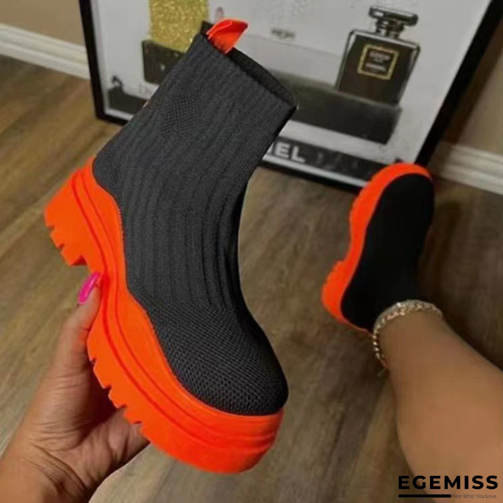 Tangerine Red Street Patchwork Closed Out Door Leather Shoes | EGEMISS