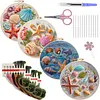 4pcs Seashells Conch Starfish-Long Stitch DIY Stamped Embroidery Kit 30x30cm with 20cm Embroidery Hoop tapestrymarket