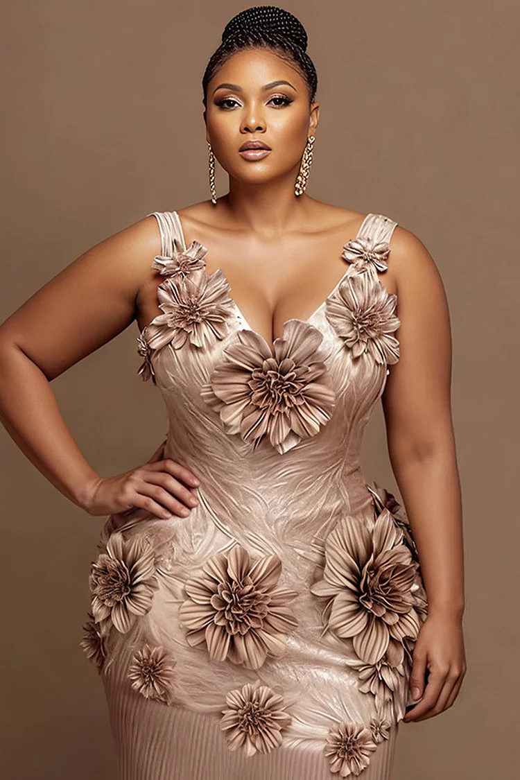 gold plus size cocktail dress Plus Size Sleeveless Metallic Crinkle Midi Dress In Sage Gold