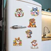 (US Local)6Pcs Acrylic Flower Dog Diamond Painting Refrigerator Magnet Craft Kit