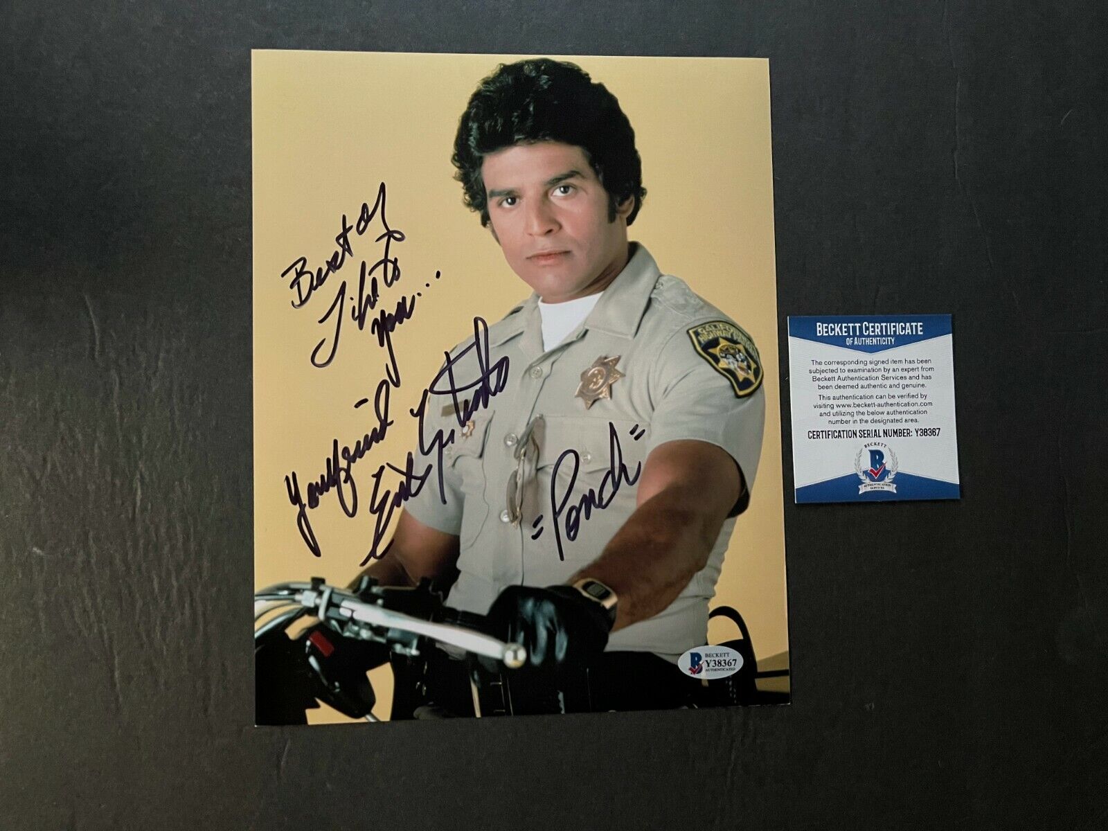 Erik Estrada Rare! signed autographed classic CHIPS 8x10 Photo Poster painting Beckett BAS Coa