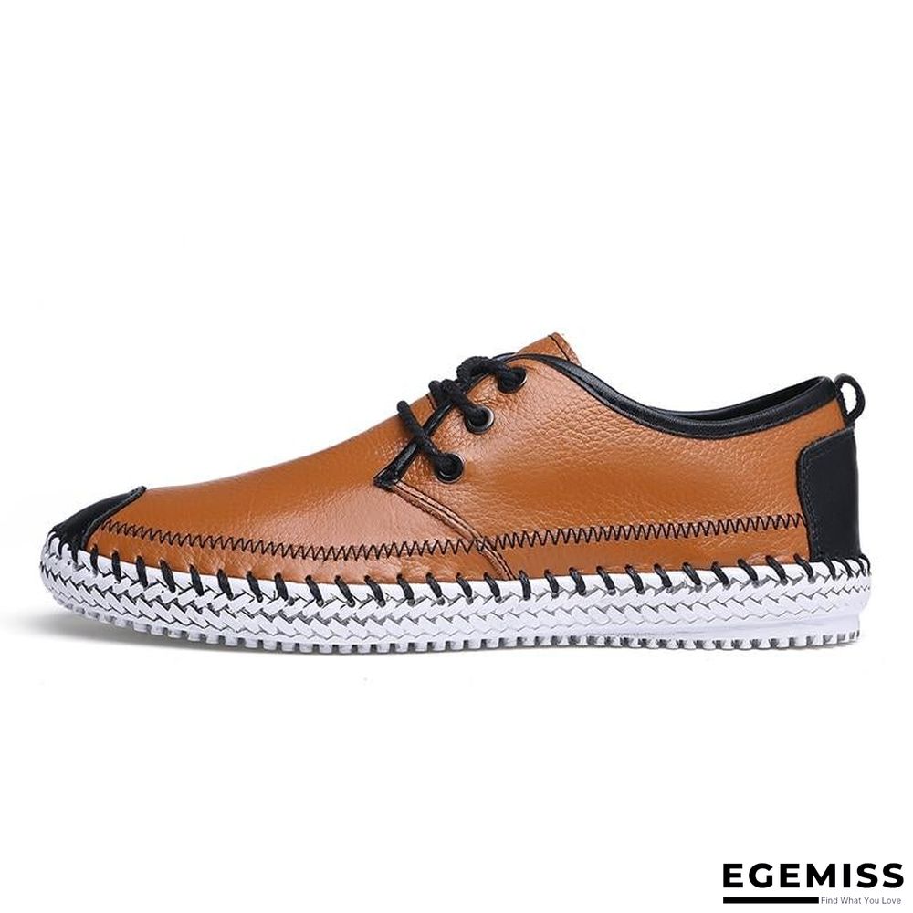 Men Breathable Comfortable Split Leather Men Loafers Flats Casual Shoes | EGEMISS