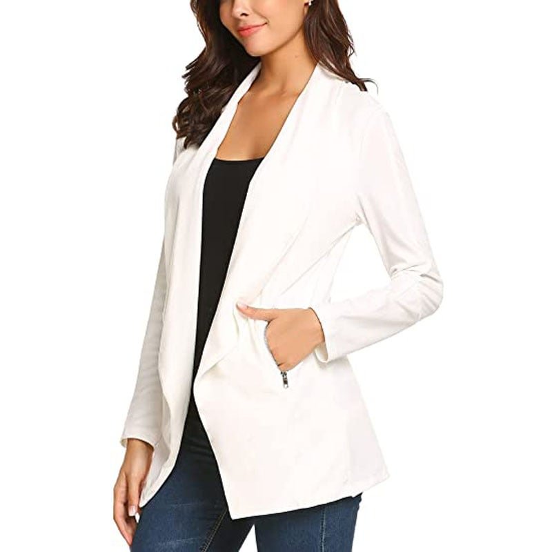 Autumn And Winter Long Sleeve Cardigan Casual Temperament Solid Color Jacket Suit | EGEMISS