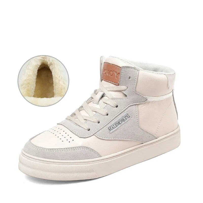 Winter Women High Top Sneakers Short Plush 2021 Autumn Lace Up Casual Platform Shoes Comfortable Soft Non Slip Female Shoes