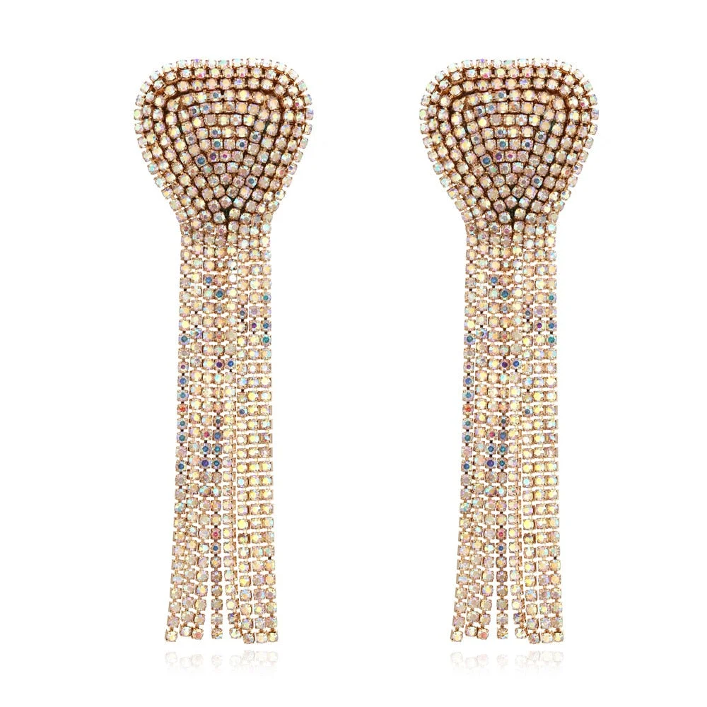 Dvacaman 2022 Valentine's Day Heart-Shaped Rhinestone Earrings For Women Shiny Statement Wedding Party Gift Crystal Drop Jewelry