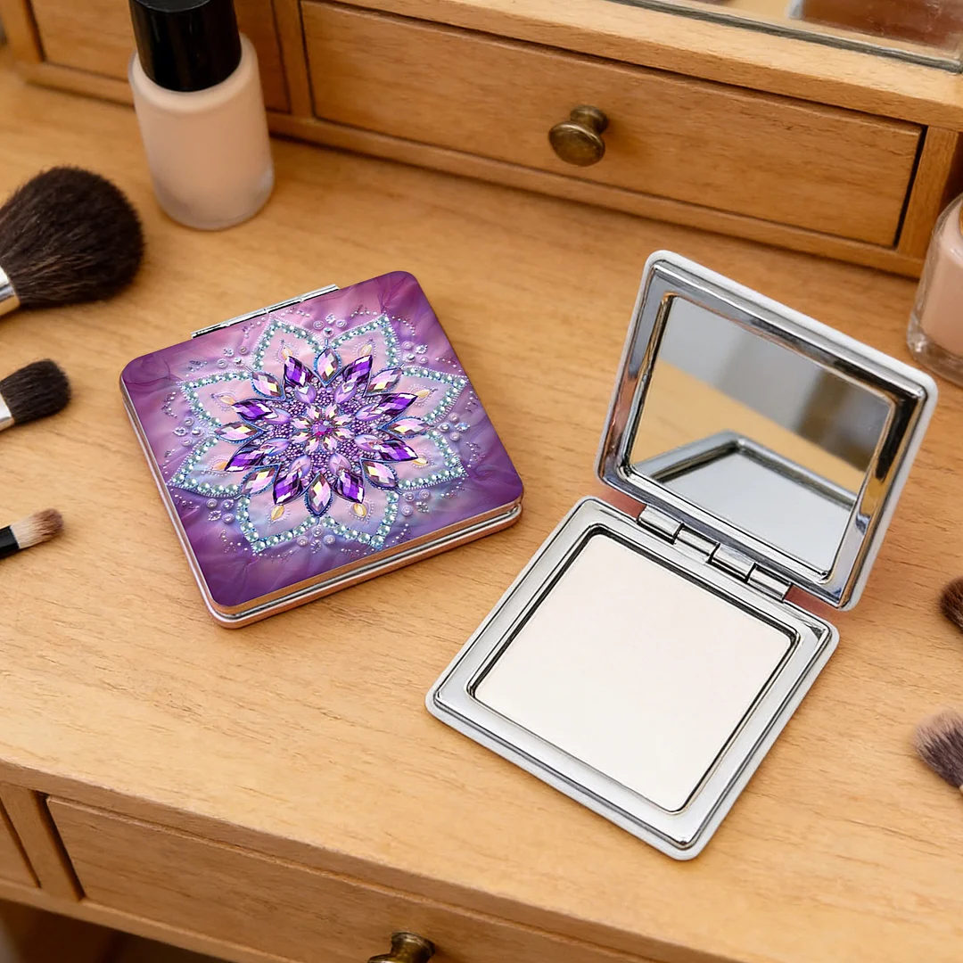 Mandala DIY Special Shaped Diamond Painting Compact Mirror Kits Diamond Art Painting Pocket Mirror for Beginners Adults Art Craft Woman Gifts