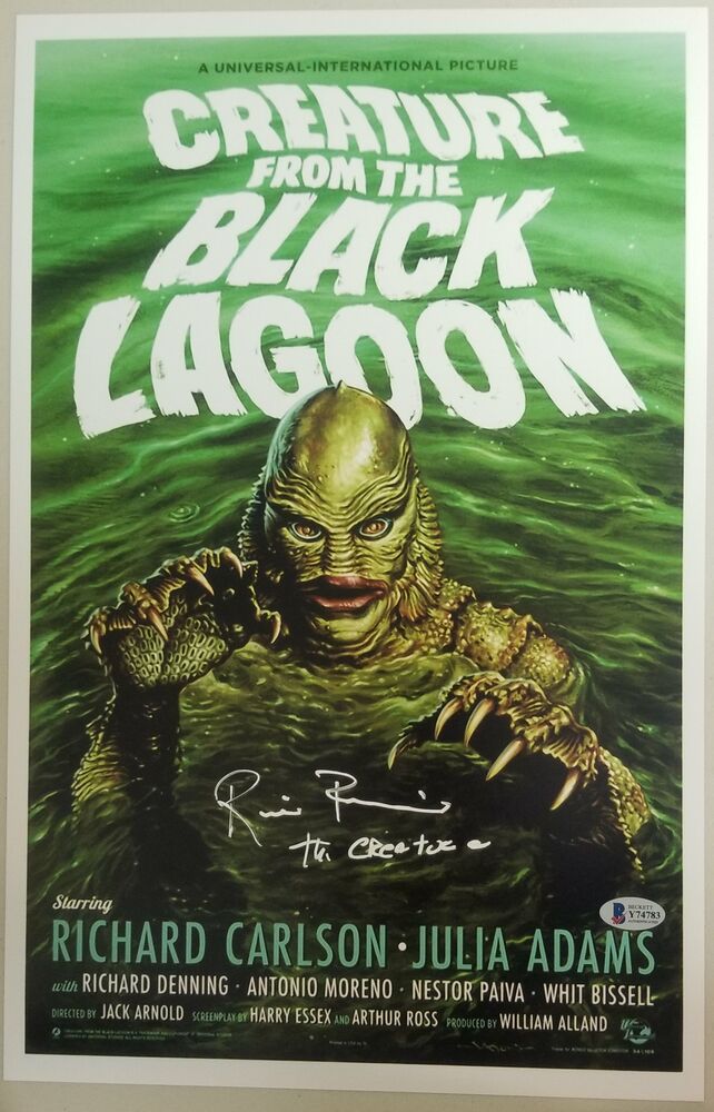 Ricou Browning signed inscribed 11x17 Creature from the Black Lagoon Photo Poster painting BAS