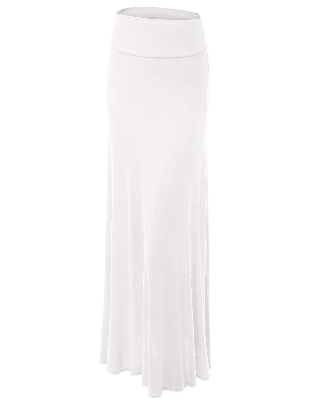 Women's Basic Solid Tie Dye Foldable High Waist Floor Length Maxi Skirt S-3XL Plus Size