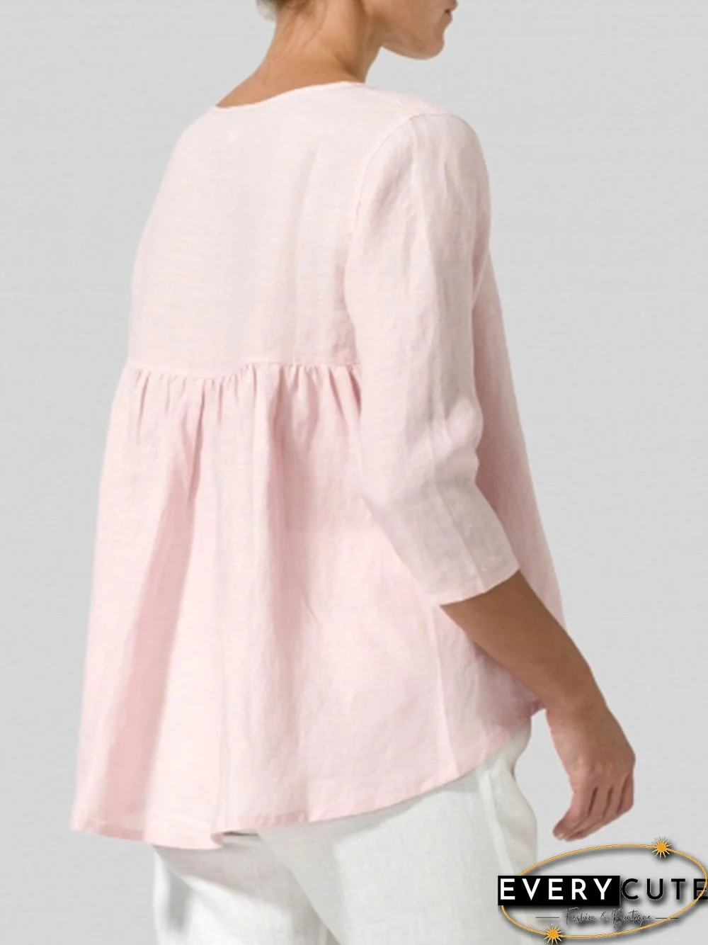 Women Casual 3/4 Sleeve Loose Tops Blouse Shirt