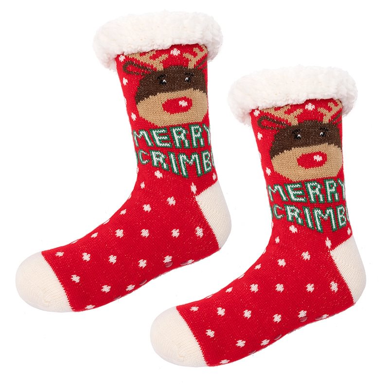 Winter Christmas Style Plus Velvet Padded Floor Socks