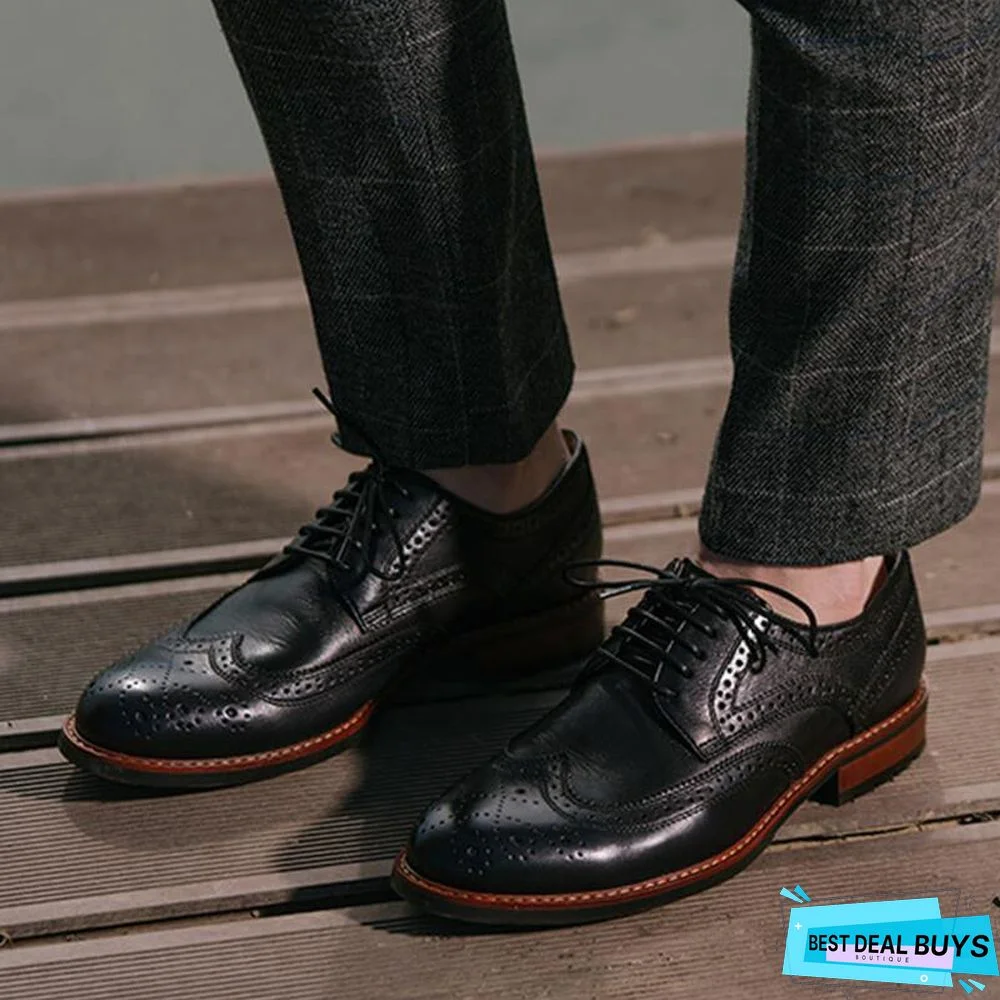 Men's Business Cow Leather Brogue Shoes