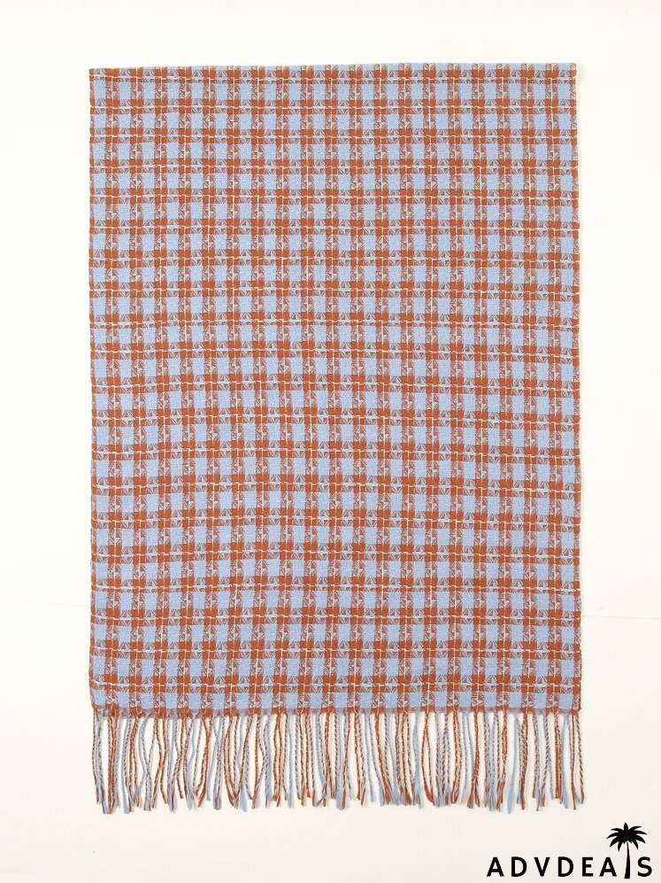 Fringe Hem Plaid Scarf
