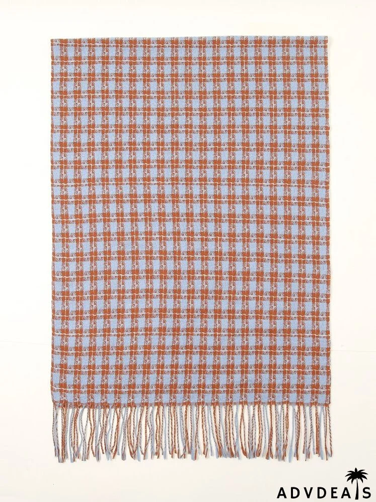 Fringe Hem Plaid Scarf