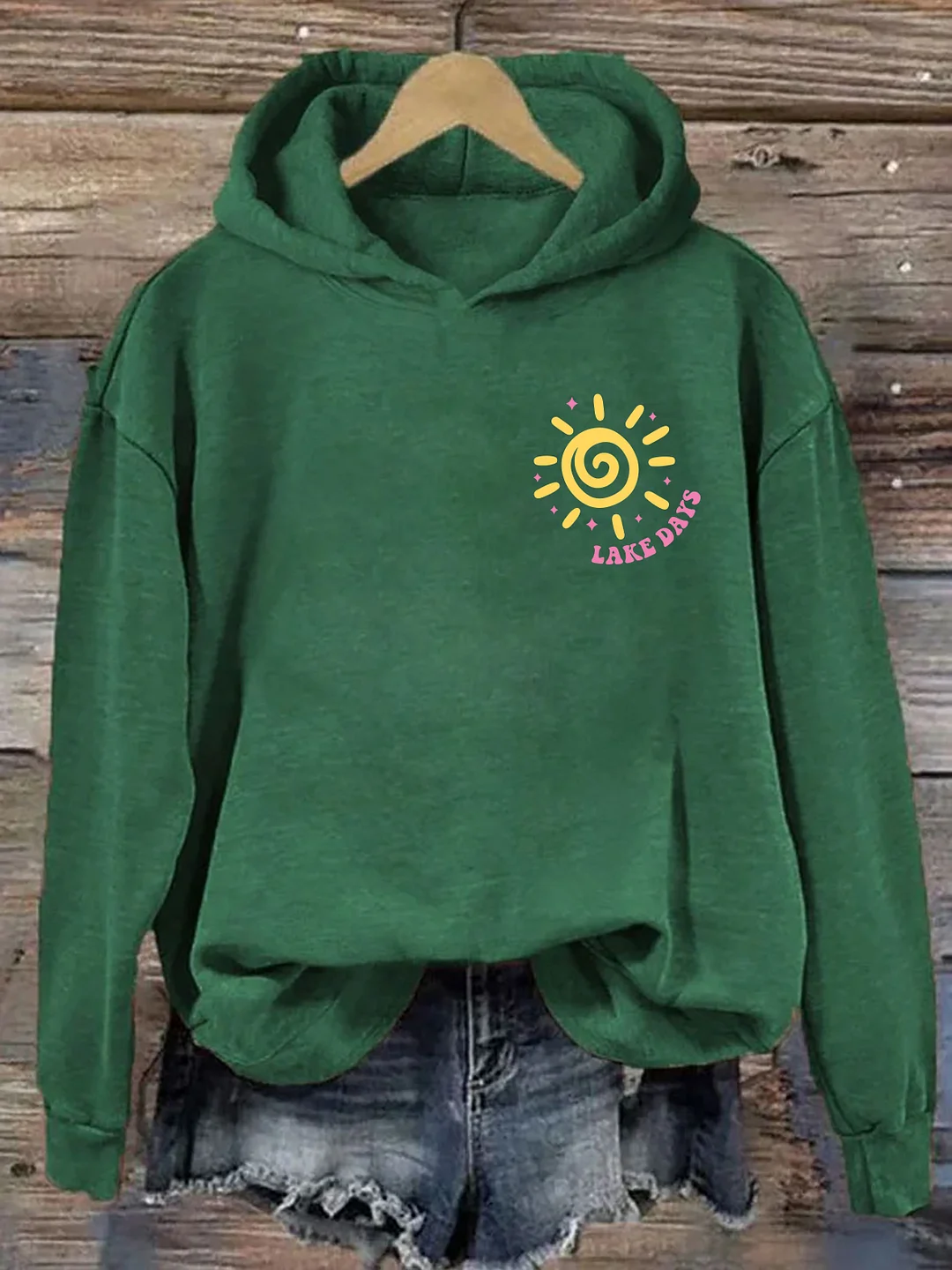 Boat Waves Sun Rays Lake Days Hoodie
