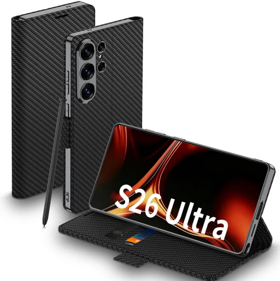 For Samsung S26 Ultra S25U New Arrival Flip Cover Plain Leather Business Anti Fall Protective Phone Case with Card Slot