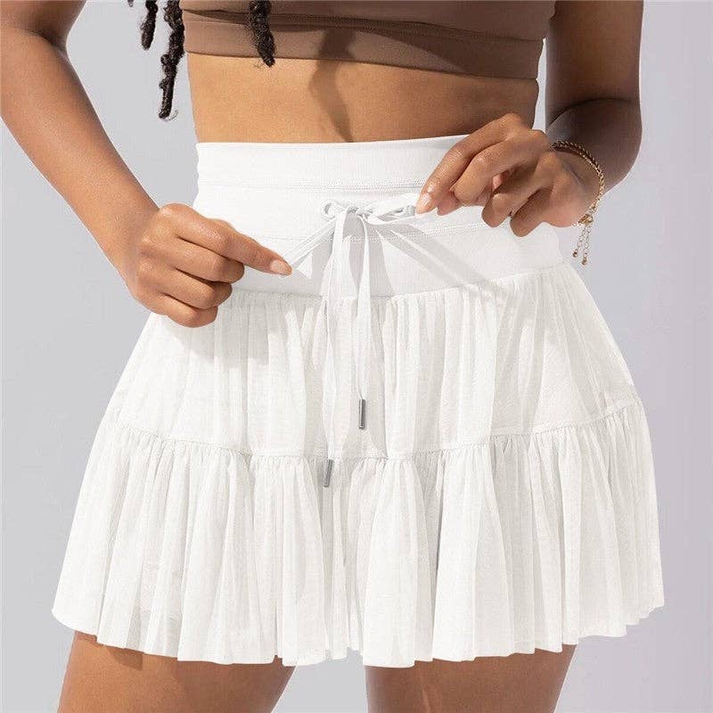 High Waist Belted Anti-Light Leakage Pleated Mini Skirt