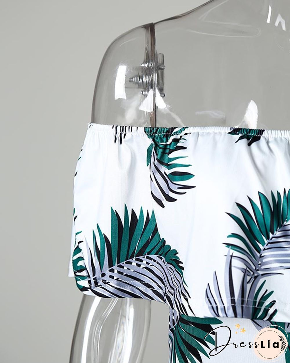 Fashion Print Frilled Off Shoulder Flared Jumpsuit P11647