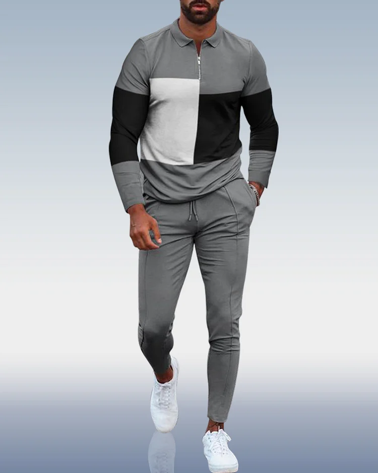 Men's Casual Personality Polo Suit 111
