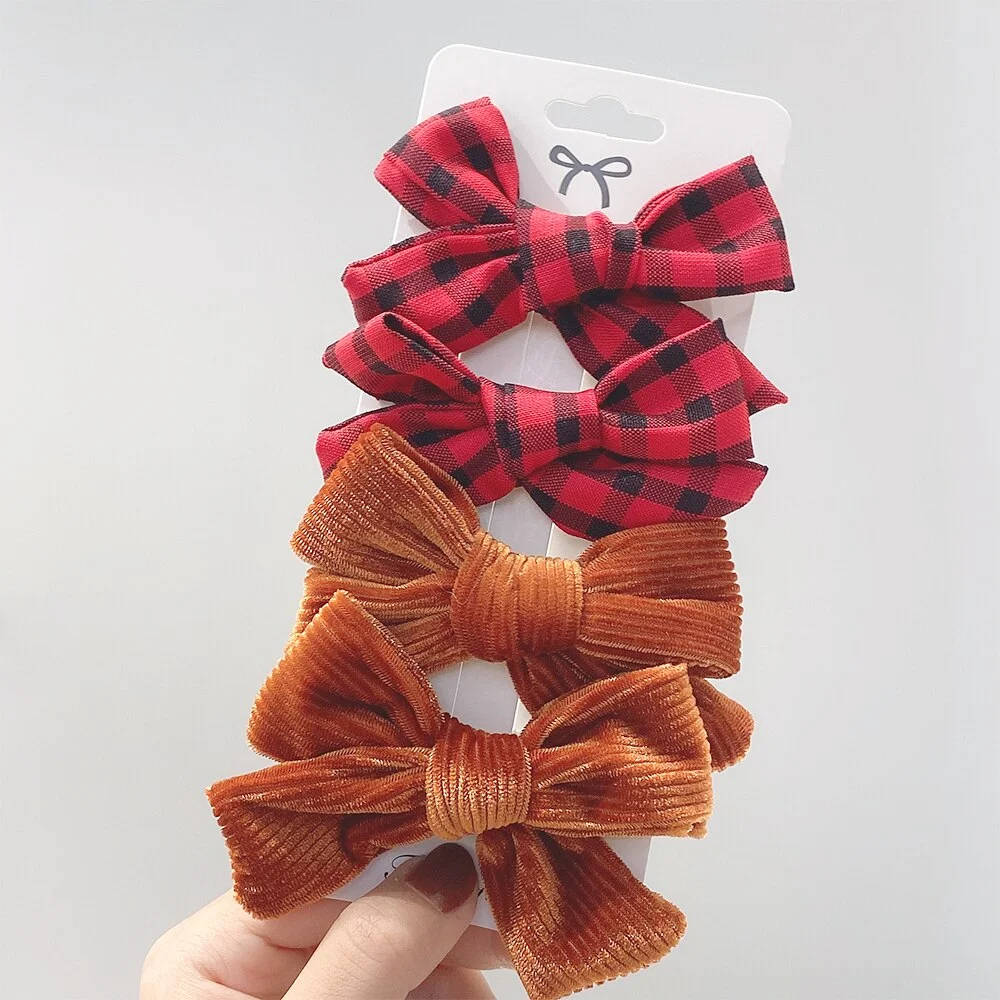 4Pcs/set 2021 New Sweet Leopard Printed Hair Clips For Cute Girls Bowknot Barrettes Safty Hairpin Headwear Kids Hair Accessories