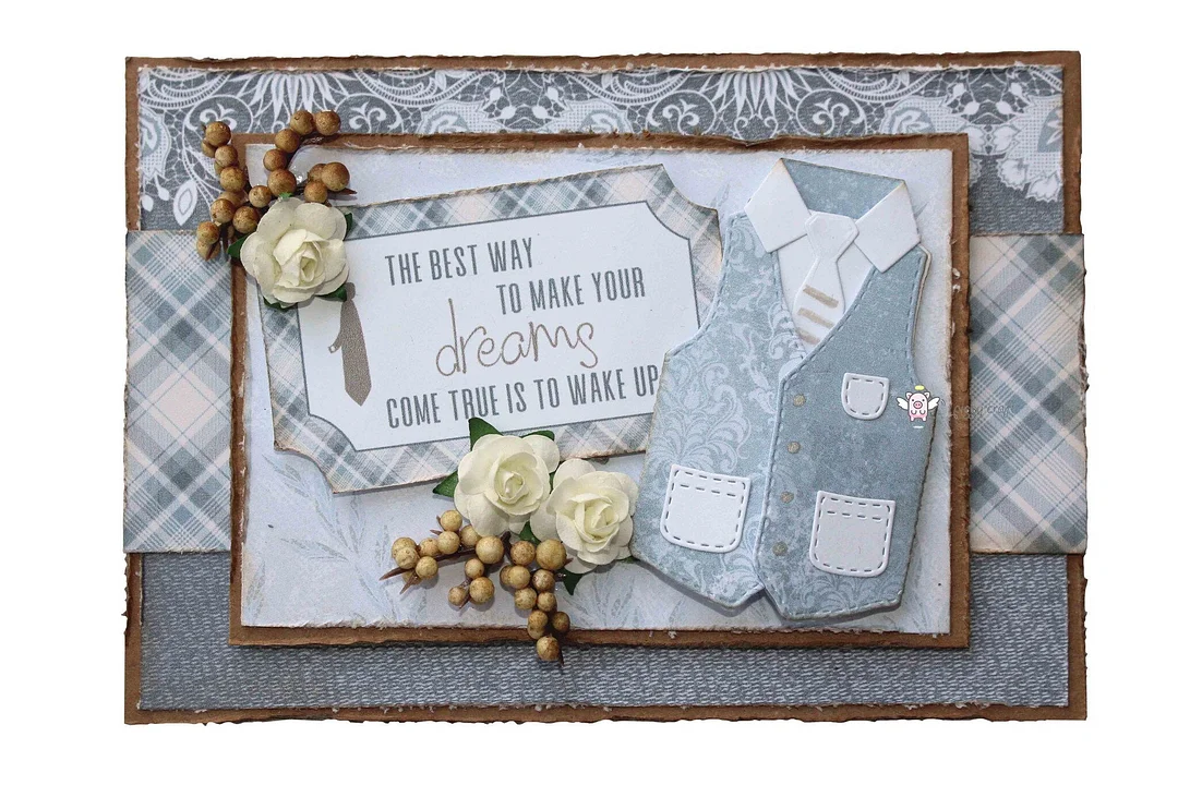 Piggy Craft metal cutting dies cut die mold New Men's waistcoat tie Scrapbook paper craft knife mould blade punch stencils dies