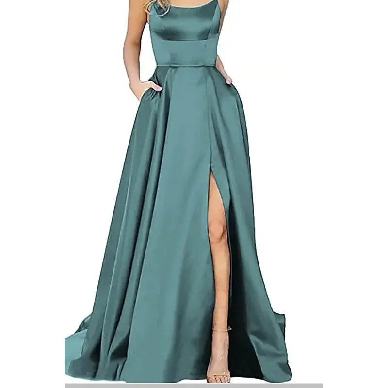 Uveng Uveng Solid-Color Bridesmaids Wear Long Dresses With Thin Shoulders And Girlfriend Fashion Bridesmaids Evening Dress