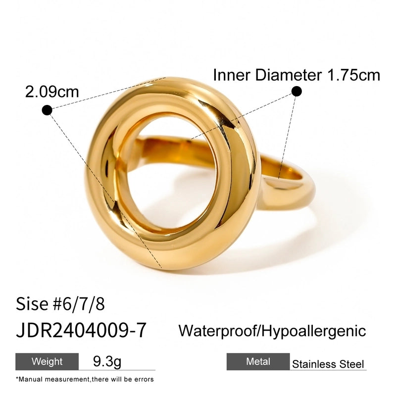 IG Style Round 304 Stainless Steel 18K Gold Plated Hollow Out Rings