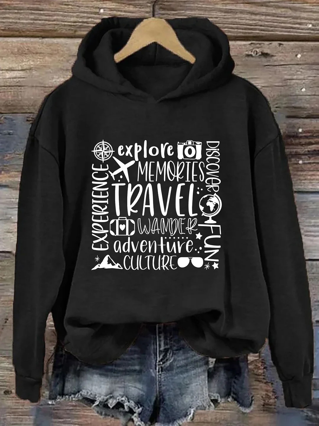Travel Word Collage Hoodie