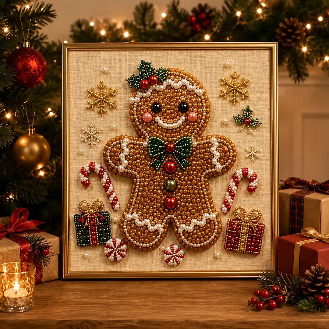 LSAT DAY 75% OFF 🎄🎅 Premium 3D Pearl Christmas Wall Art Kit | Luxury Flocked Canvas with Scratch-Resistant Non-Fading Pearl Beads DIY Holiday Decor ⛄️❄️