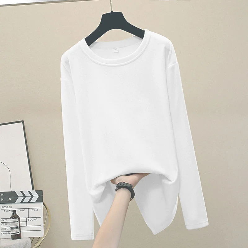 NEEDBO T shirt Women 100% Cotton Long Sleeve 4XL Oversize Sexy Casual t-shirt Women Korea Loose Full Tee Shirt Femme 2020 Tops