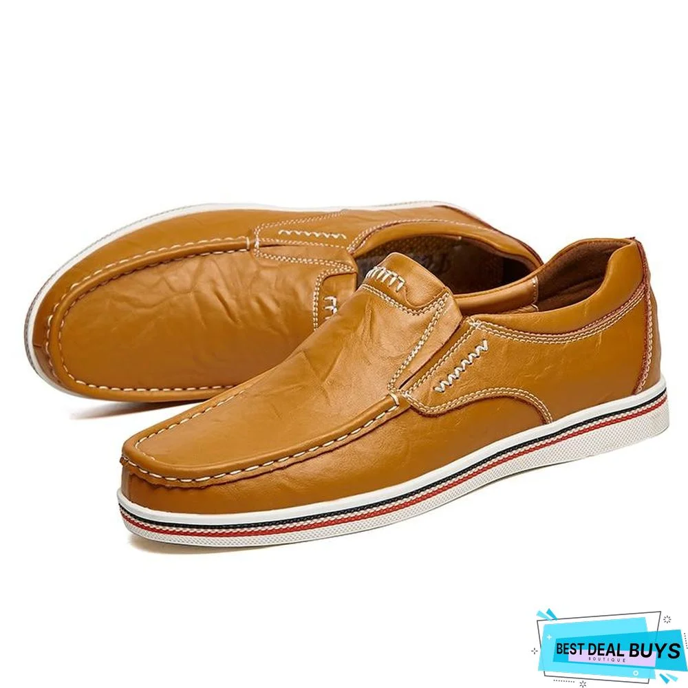 Leather Boat Shoes Casual Flats Moccasins Homme Driving Loafers Shoes Slip On Shoes