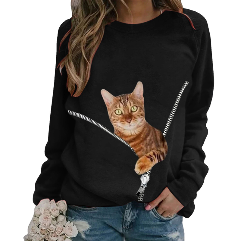 Fashion Casual Loose Print Round Neck Long-Sleeved Sweatshirts