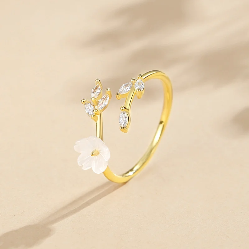 White Shell Crystal Rings