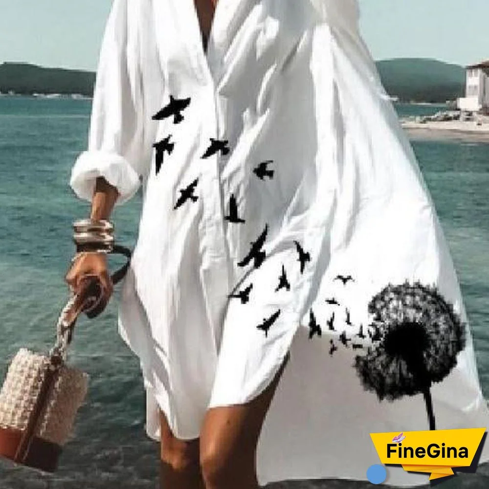 Casual Dandelion Shirt Dress