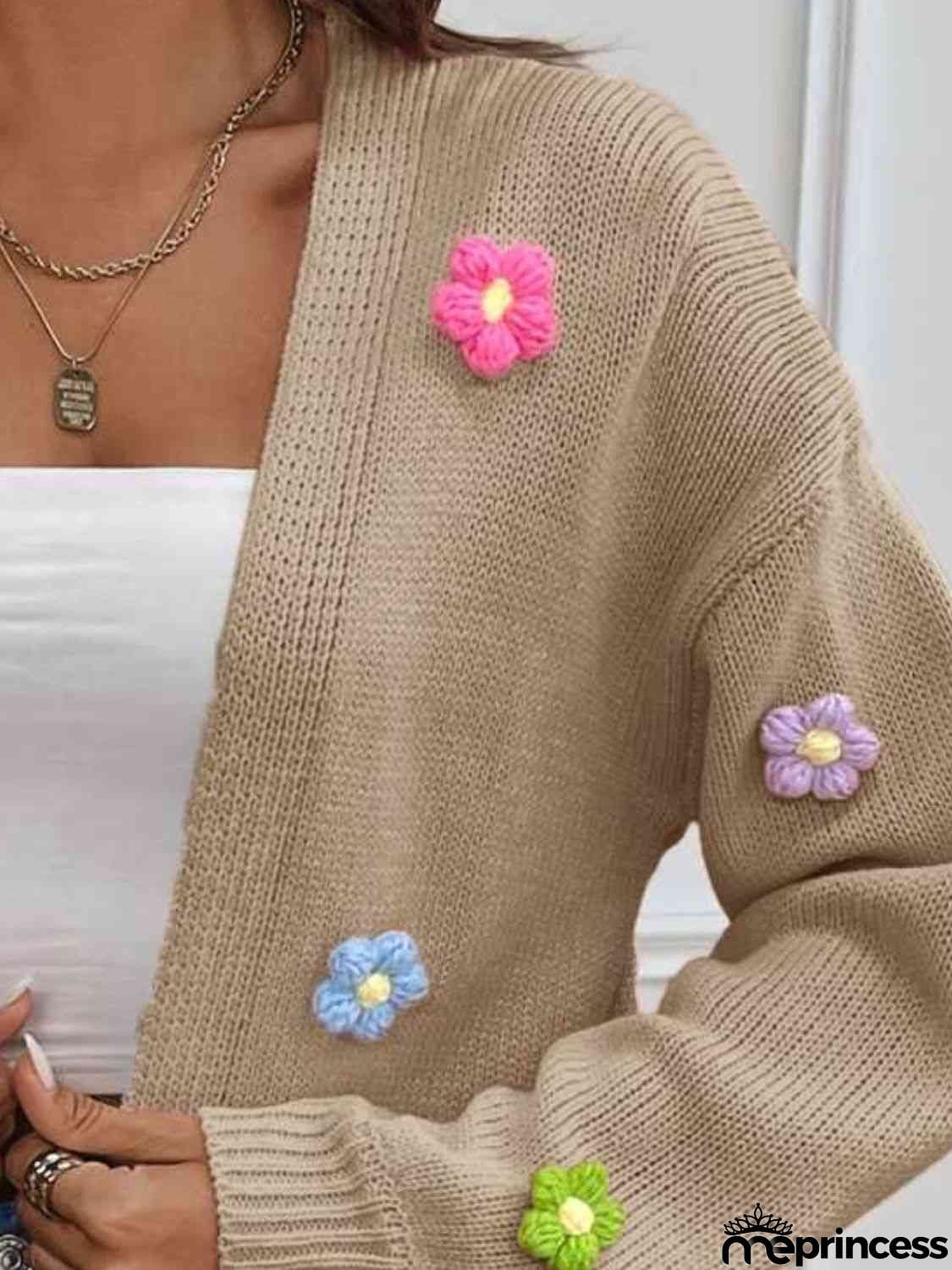 Floral Long Sleeve Open Front Cardigan