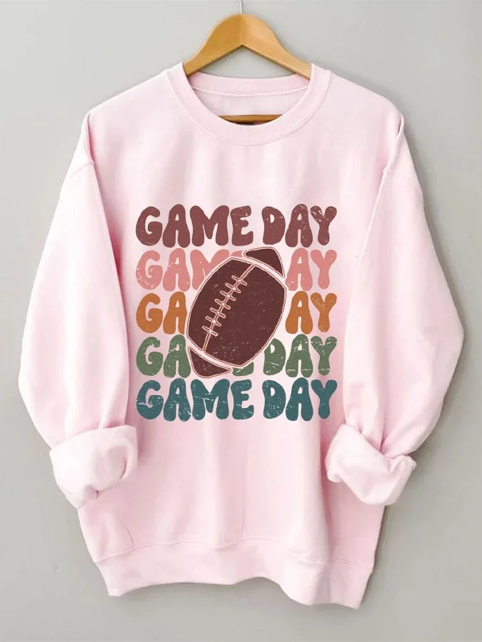 Women's Game Day Football Print Casual Sweatshirt socialshop