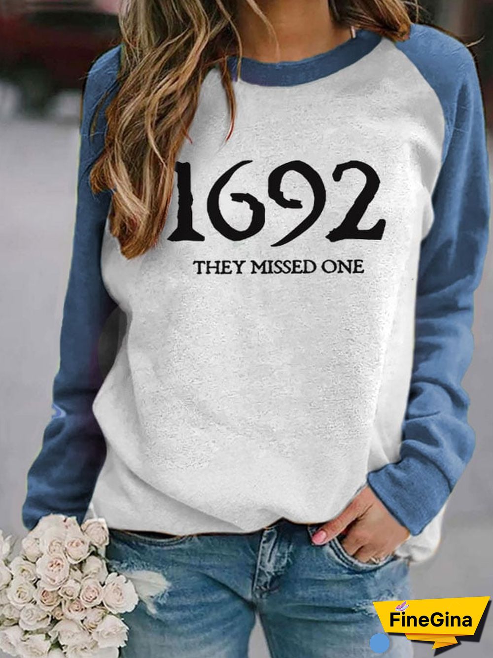 Women's 1692 They Missed One Salem Witch Printed Round Neck Long Sleeve Sweatshirt