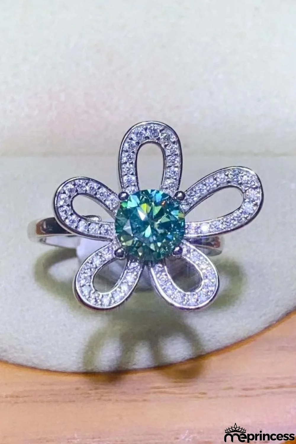1 Carat Moissanite Flower Shape Open Ring