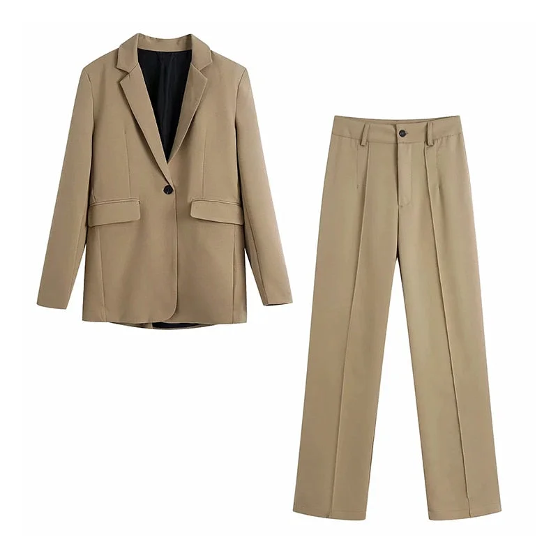 Za Women's Suit Vintage Trouser Suits Female Sets Woman 2 Pieces Pantsuit Women's Office Suit Elegant Formal Blazers Pants Sets