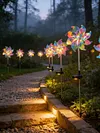 Solar Rainbow Pinwheel Garden Light Waterproof Colorful Spinning Windmill Light Easy To Install for Lawn Patio Walkway Flower Bed Decor