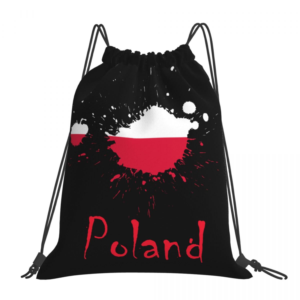 Poland Ink Spatter Unisex Drawstring Backpack Bag Travel Sackpack