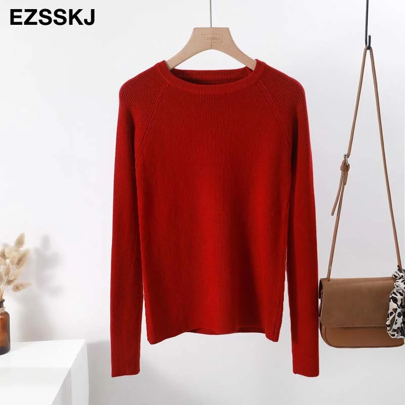 casual basic autumn winter thick Sweater Women long sleeve o-neck Soft Knit sweater Pullovers solid female  Jumper top