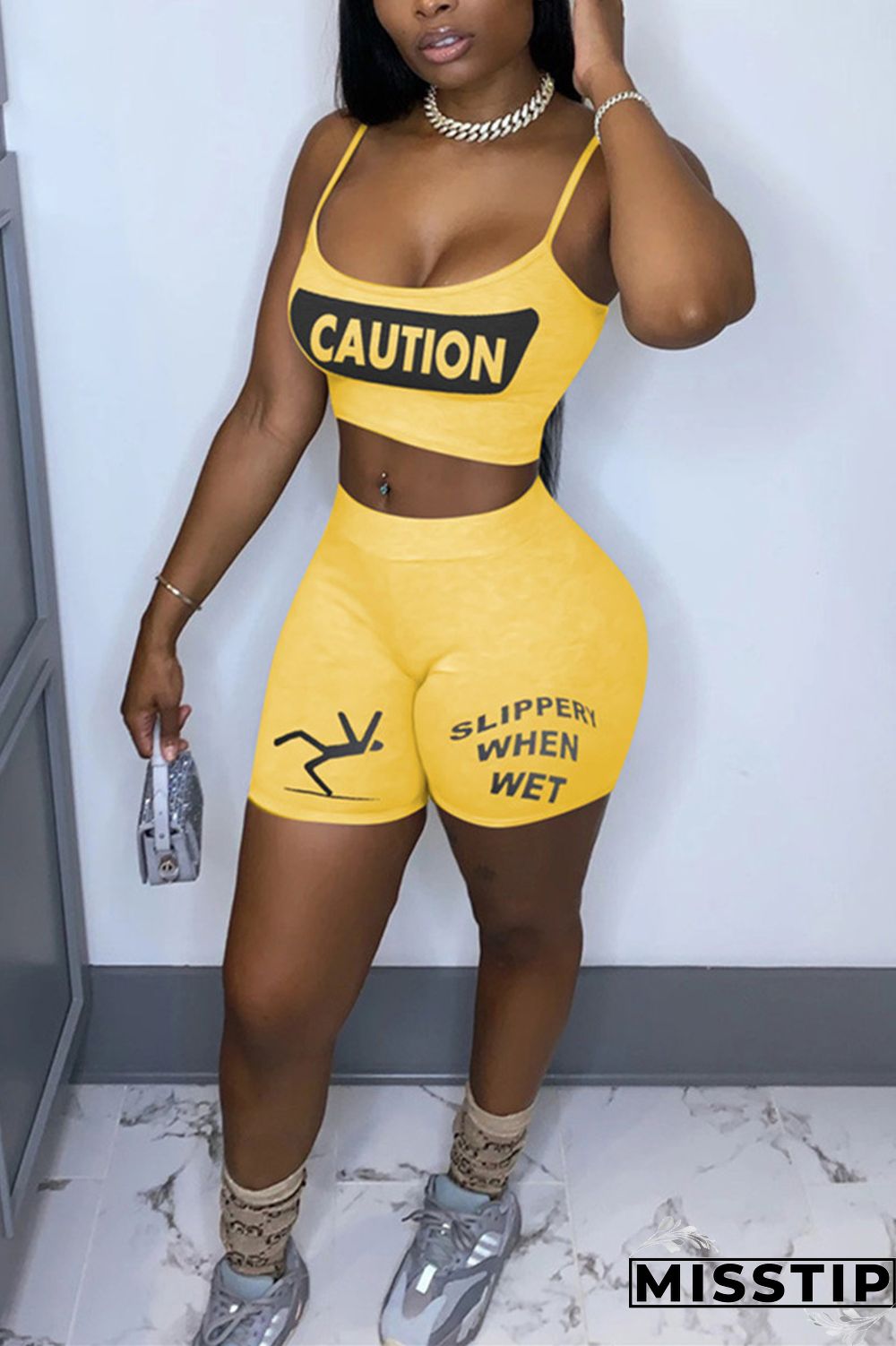 Multi-color Sexy Letter Straight Sleeveless Two Pieces