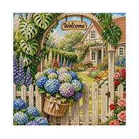 Hydrangea Cottage Gate - Pearls Painting