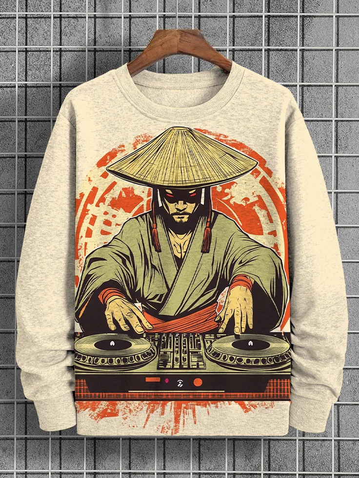 Men's Mystical Folk DJ Japanese Art Print Casual Sweatshirt