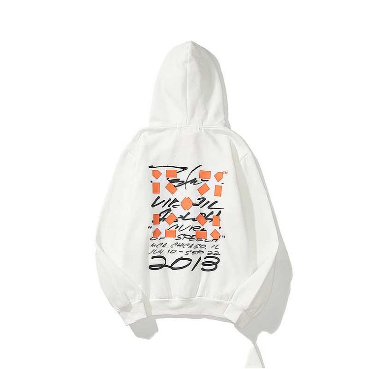 Off White Hoodie Autumn and Winter Graffiti Letter Pattern Arrow Velvet Padded Hooded Sweatshirt