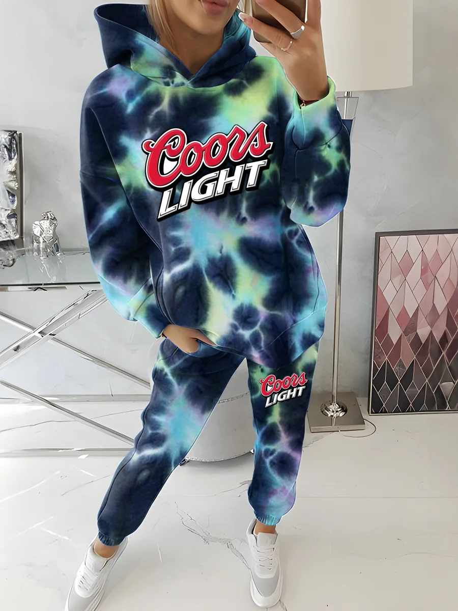 Casual Retro American Tie-dye Drinking Hoodie & Sweatpants